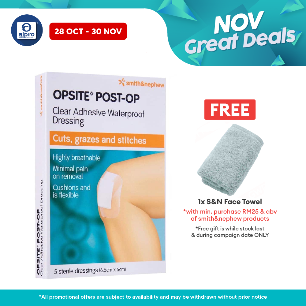 S&n Opsite Post-op Clear Adhensive Waterproof Dressings 6.5cmx5cm 5s Smith&nephew