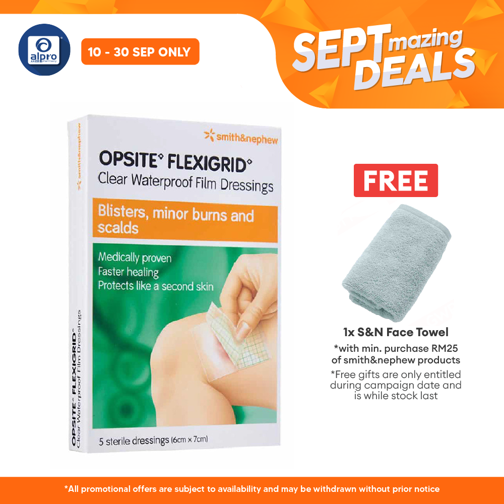 S&n Opsite Flexigrid Clear Waterproof Film Dressings 6cmx7cm 5s Alpro Pharmacy