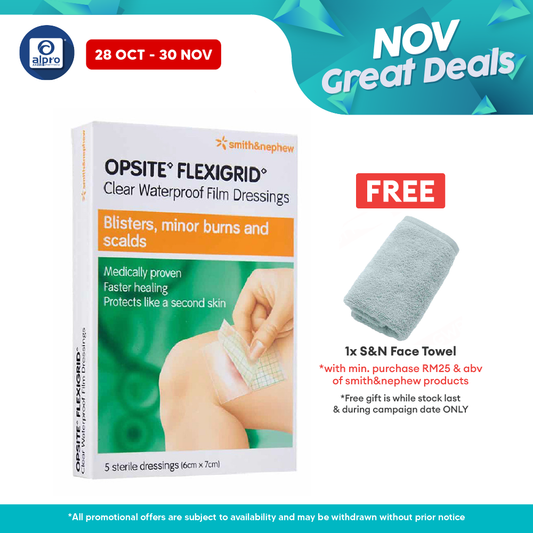 S&n Opsite Flexigrid Clear Waterproof Film Dressings 6cmx7cm 5s Alpro Pharmacy