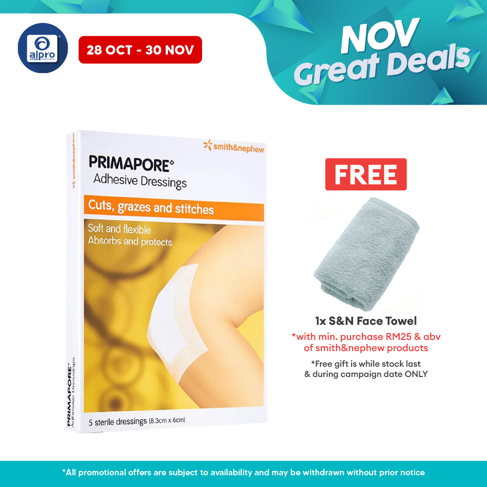 S&N Primapore Conformable Adhesive Dressing 8.3cm x 6cm 5s | Highly Absorbent Smith&nephew