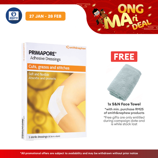 S&N Primapore Conformable Adhesive Dressing 8.3cm x 6cm 5s | Highly Absorbent Smith&nephew