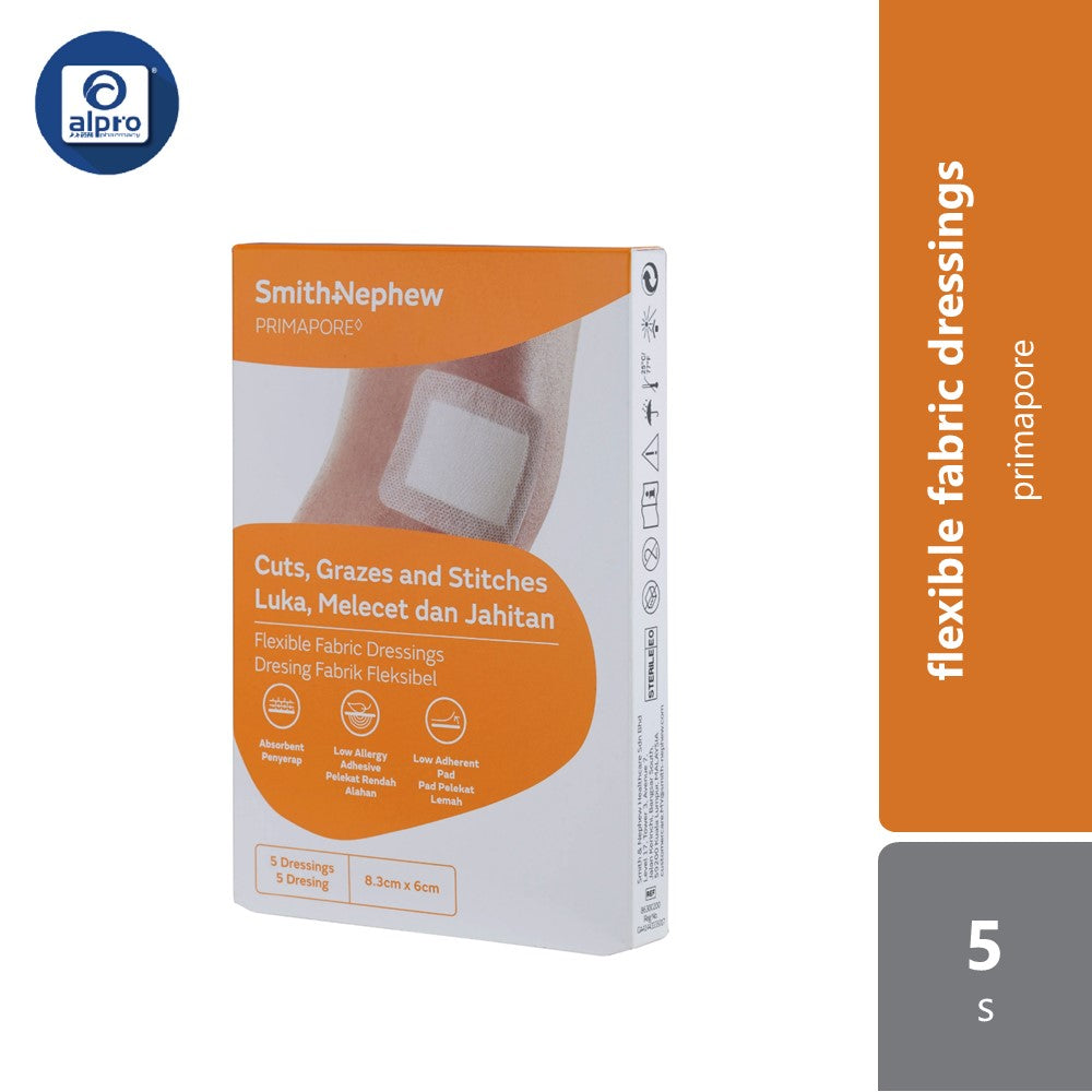 S&N Primapore Conformable Adhesive Dressing 8.3cm x 6cm 5s | Highly Absorbent Smith&nephew