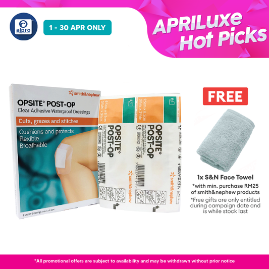 S&N Opsite Post-Op Clear Adhensive Waterproof Dressings 8.5cm x 9.5cm 3s Smith&nephew