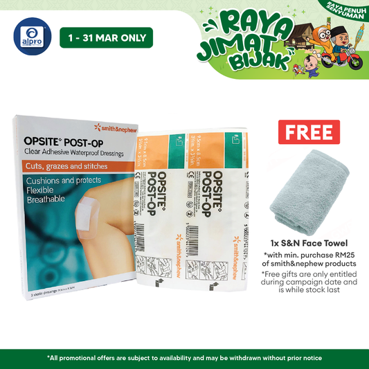 S&N Opsite Post-Op Clear Adhensive Waterproof Dressings 8.5cm x 9.5cm 3s Smith&nephew