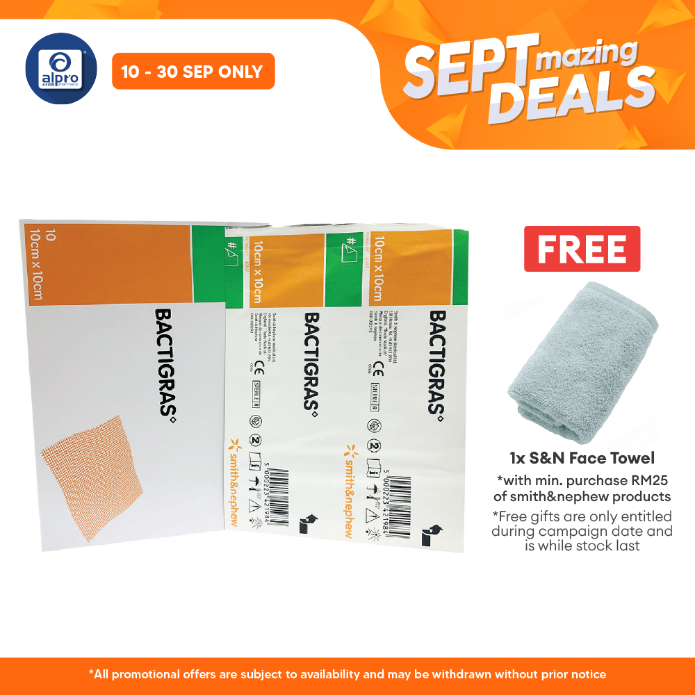 S&n Bactigras 7457 Medicated Paraffin Gauze Dressing 10cmx10cm 10s Alpro Pharmacy