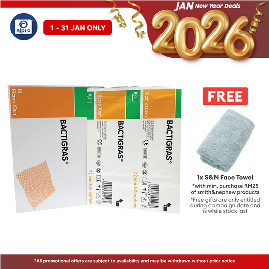 S&n Bactigras 7457 Medicated Paraffin Gauze Dressing 10cmx10cm 10s Smith&nephew