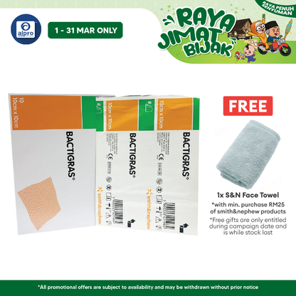 S&n Bactigras 7457 Medicated Paraffin Gauze Dressing 10cmx10cm 10s Smith&nephew