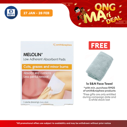S&n Melolin Low Adherent Absorbent Pad 5cmx5cm 5s Smith&nephew