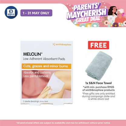 S&n Melolin Low Adherent Absorbent Pad 5cmx5cm 5s Smith&nephew