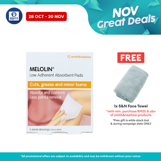 S&n Melolin Low Adherent Absorbent Pad 5cmx5cm 5s Alpro Pharmacy