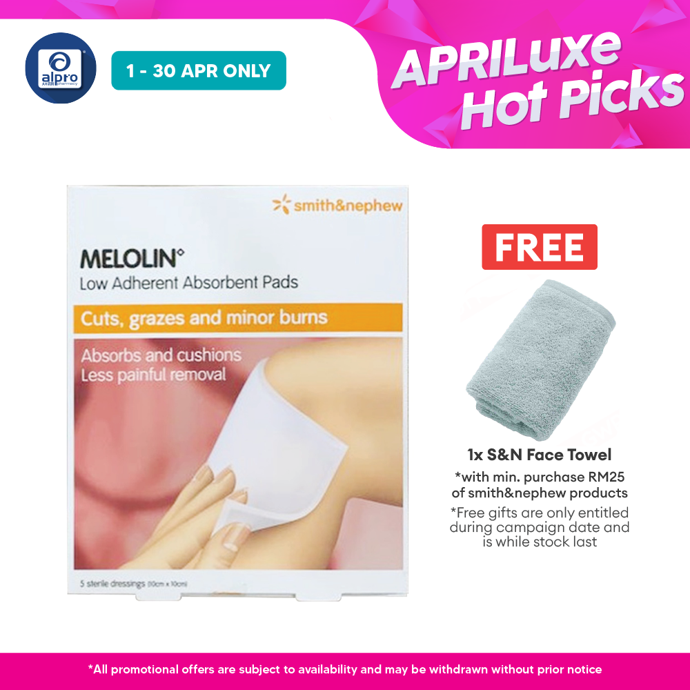 S&N Melolin Low Adherent Absorbent Pad 10cmx10cm 5s | Protect the Wounds Smith&nephew
