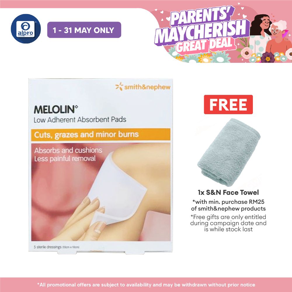 S&N Melolin Low Adherent Absorbent Pad 10cmx10cm 5s | Protect the Wounds Smith&nephew