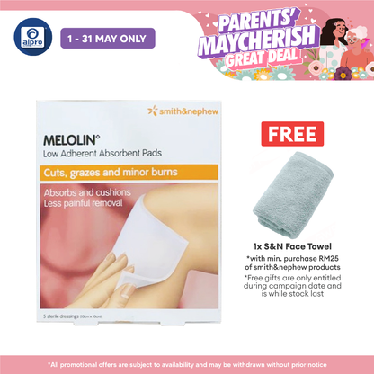 S&N Melolin Low Adherent Absorbent Pad 10cmx10cm 5s | Protect the Wounds Smith&nephew