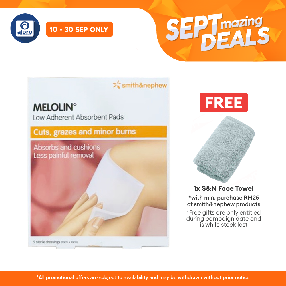 S&n Melolin Low Adherent Absorbent Pad 10cmx10cm 5s | Protect The Wounds Alpro Pharmacy