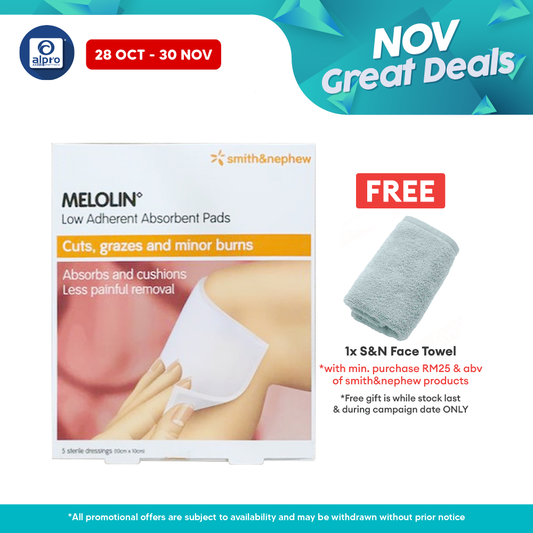 S&N Melolin Low Adherent Absorbent Pad 10cmx10cm 5s | Protect the Wounds Smith&nephew