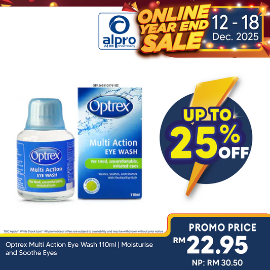 Optrex Multi Action Eye Wash 110ml | Moisturise and Soothe Eyes Alpro Pharmacy