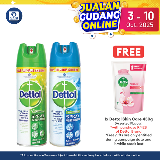 Dettol Disinfectant Spray (morning Dew) 450ml | Kills 99.9% Of Viruses, Germs & Bacteria Alpro Pharmacy
