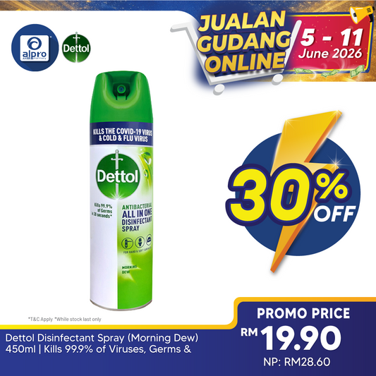 Dettol Disinfectant Spray (Morning Dew) 450ml | Kills 99.9% of Viruses, Germs & Bacteria Dettol