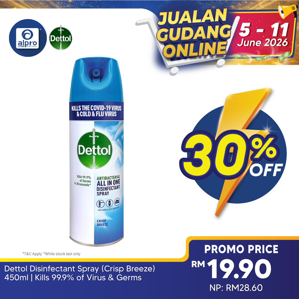 Dettol Disinfectant Spray (Crisp Breeze) 450ml | Kills 99.9% of Virus & Germs Dettol