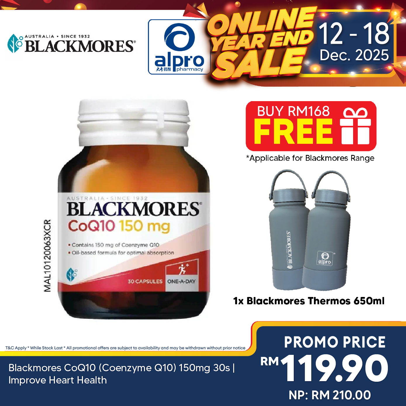 Blackmores CoQ10 (Coenzyme Q10) 150mg 30s | Improve Heart Health Blackmores