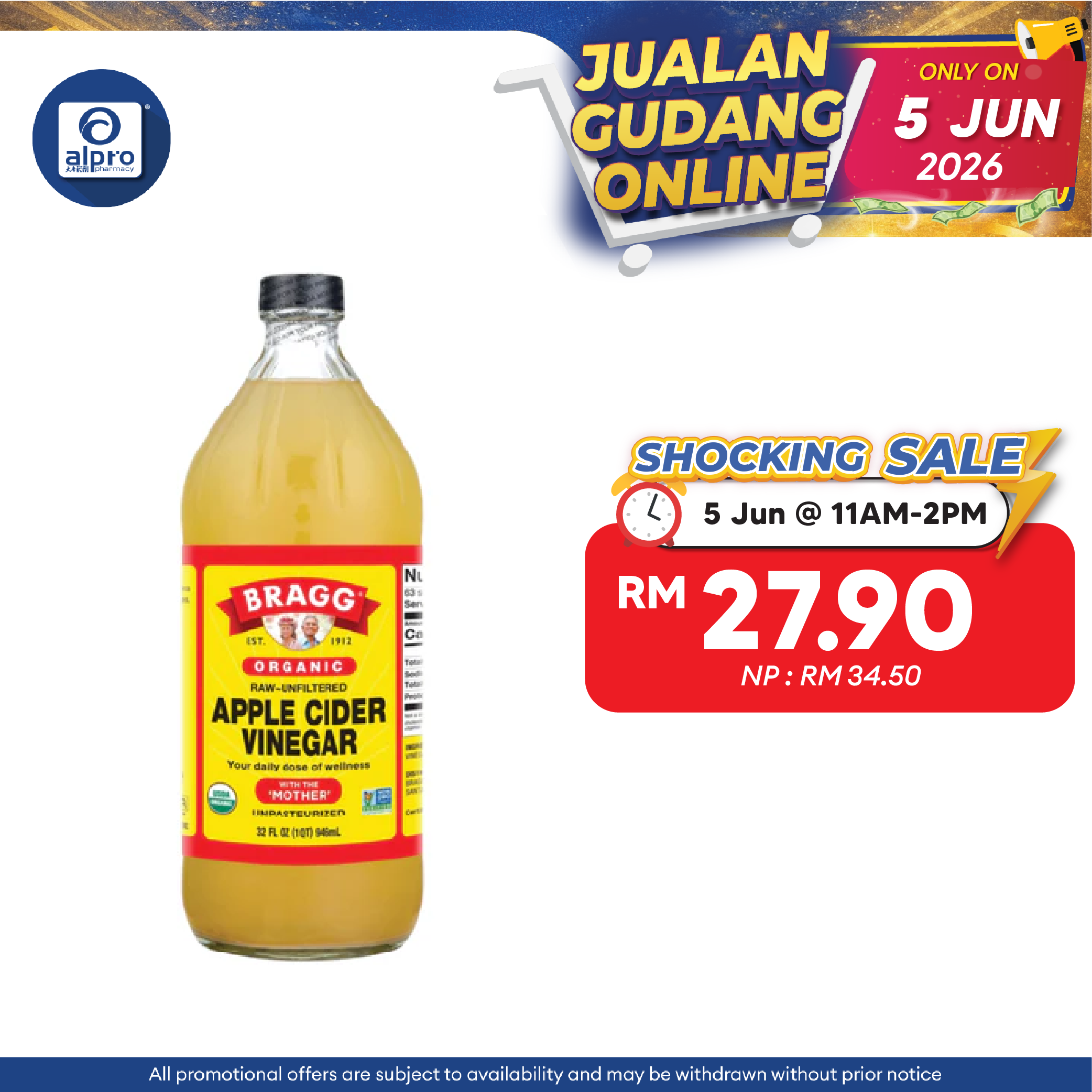 Bragg Apple Cider Vinegar 946ml | Support Immune System