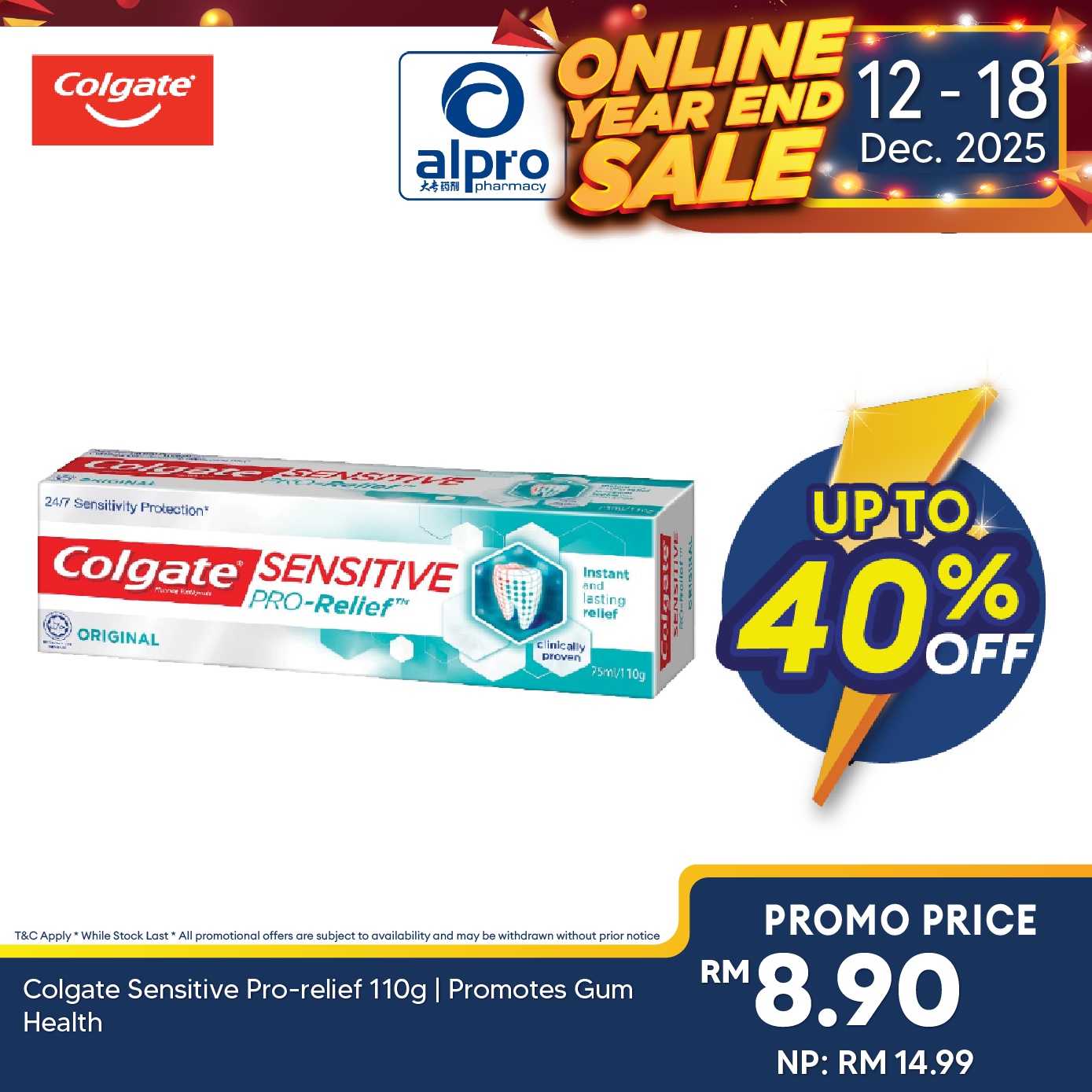 Colgate Sensitive Pro-relief 110g | Promotes Gum Health Colgate