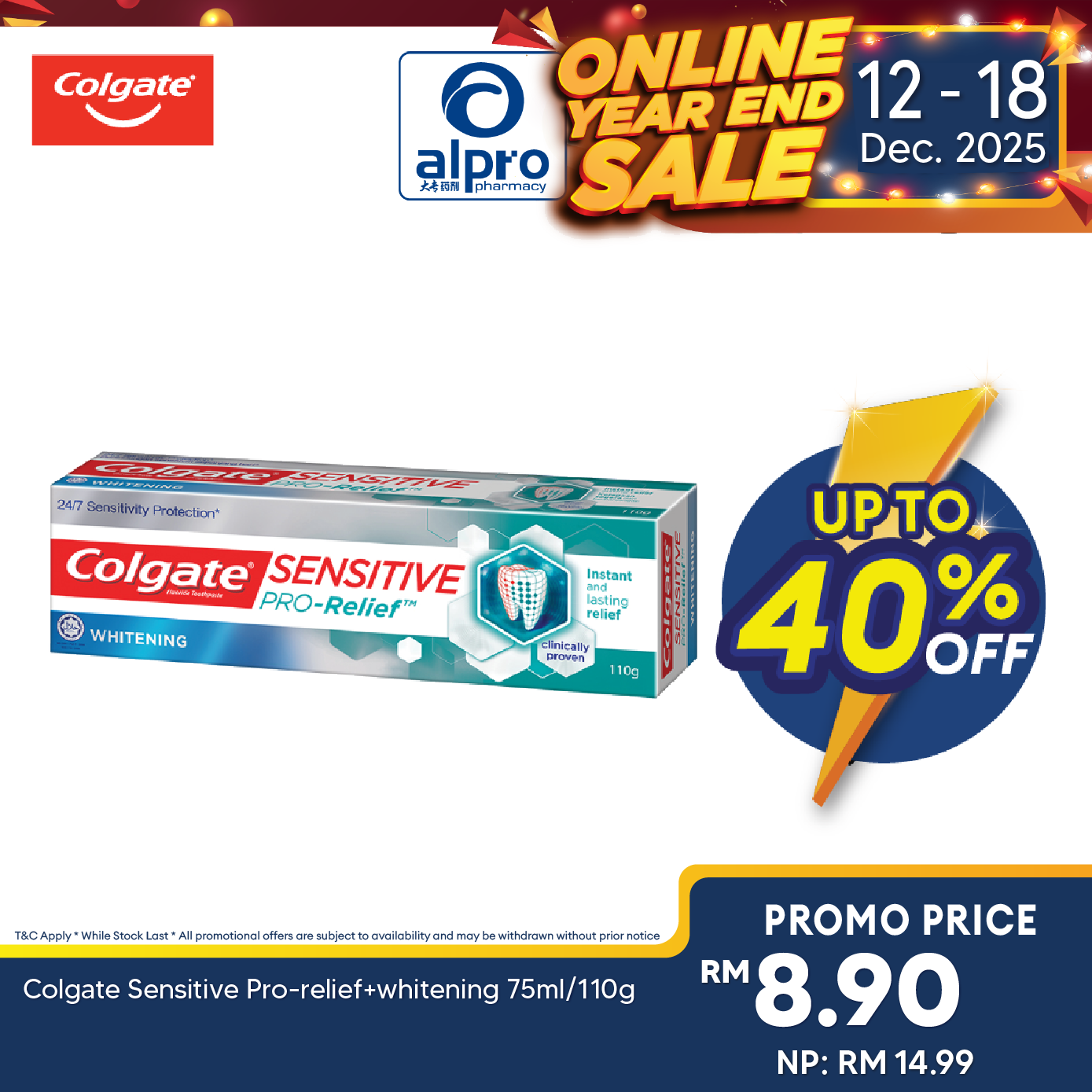 Colgate Sensitive Pro-relief+whitening 75ml/110g Colgate
