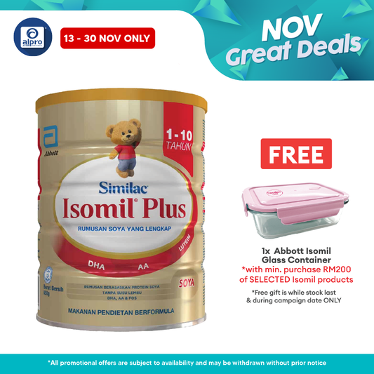 Abbott Isomil Plus Children's Soy Milk Formula 850g | For Age 1-10 Years Old Isomil