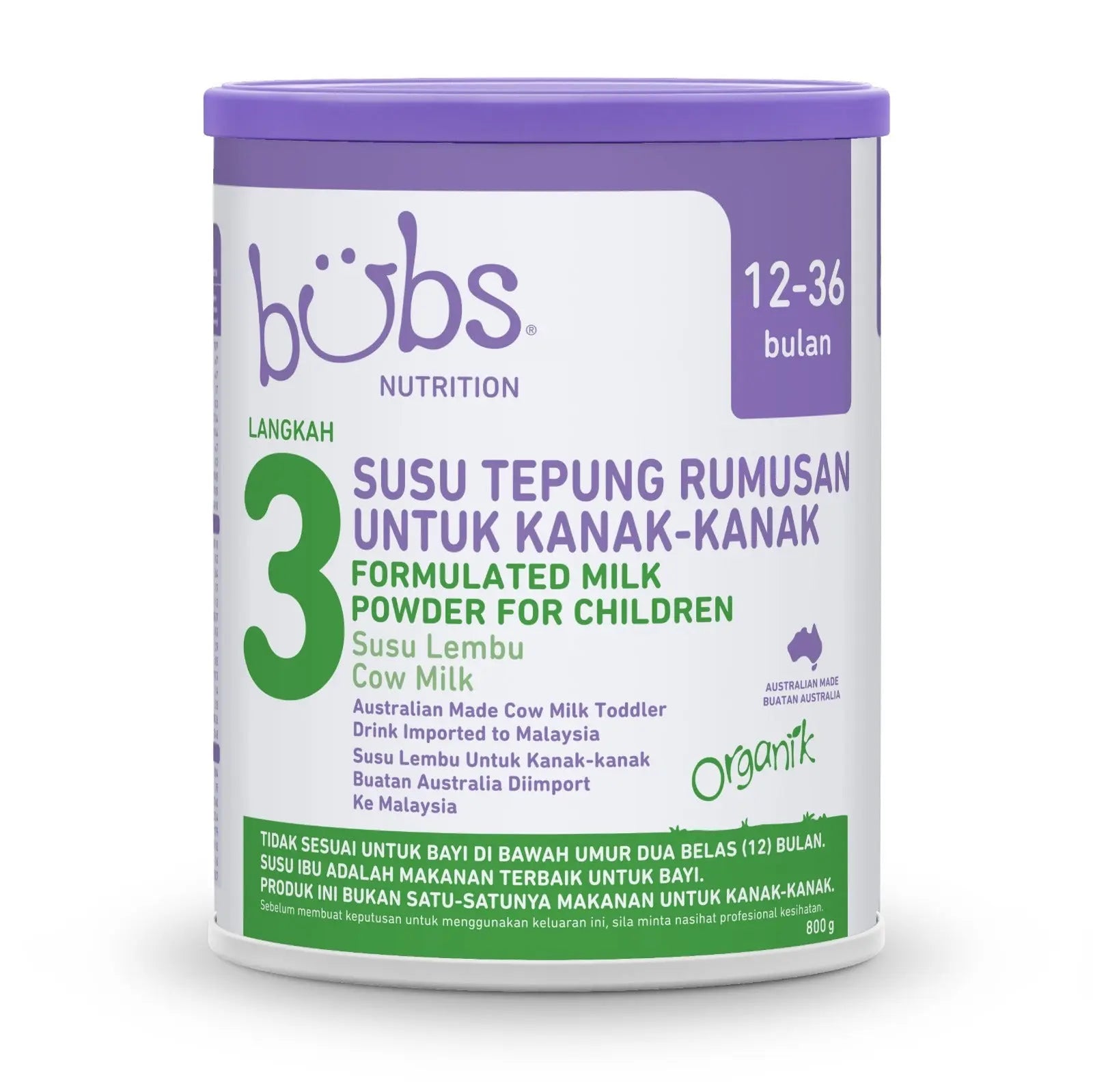 Bubs Organic Grass Fed Toddler Milk 800g - Alpro Pharmacy