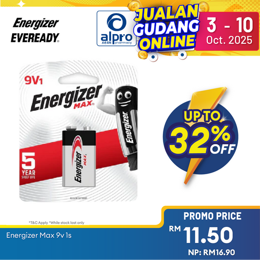 Energizer Max 9V 1s Alpro Pharmacy