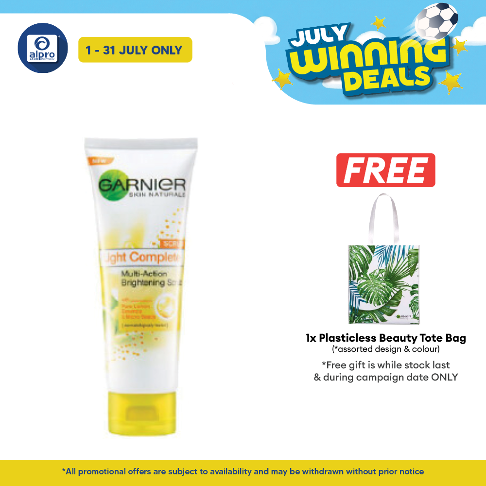 Garnier Light Brightening Scrub Wash 100ml | Removes Dead Skin Cells Garnier