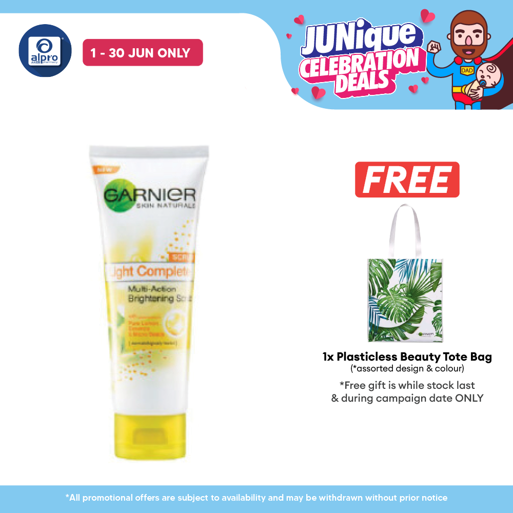 Garnier Light Brightening Scrub Wash 100ml | Removes Dead Skin Cells Garnier