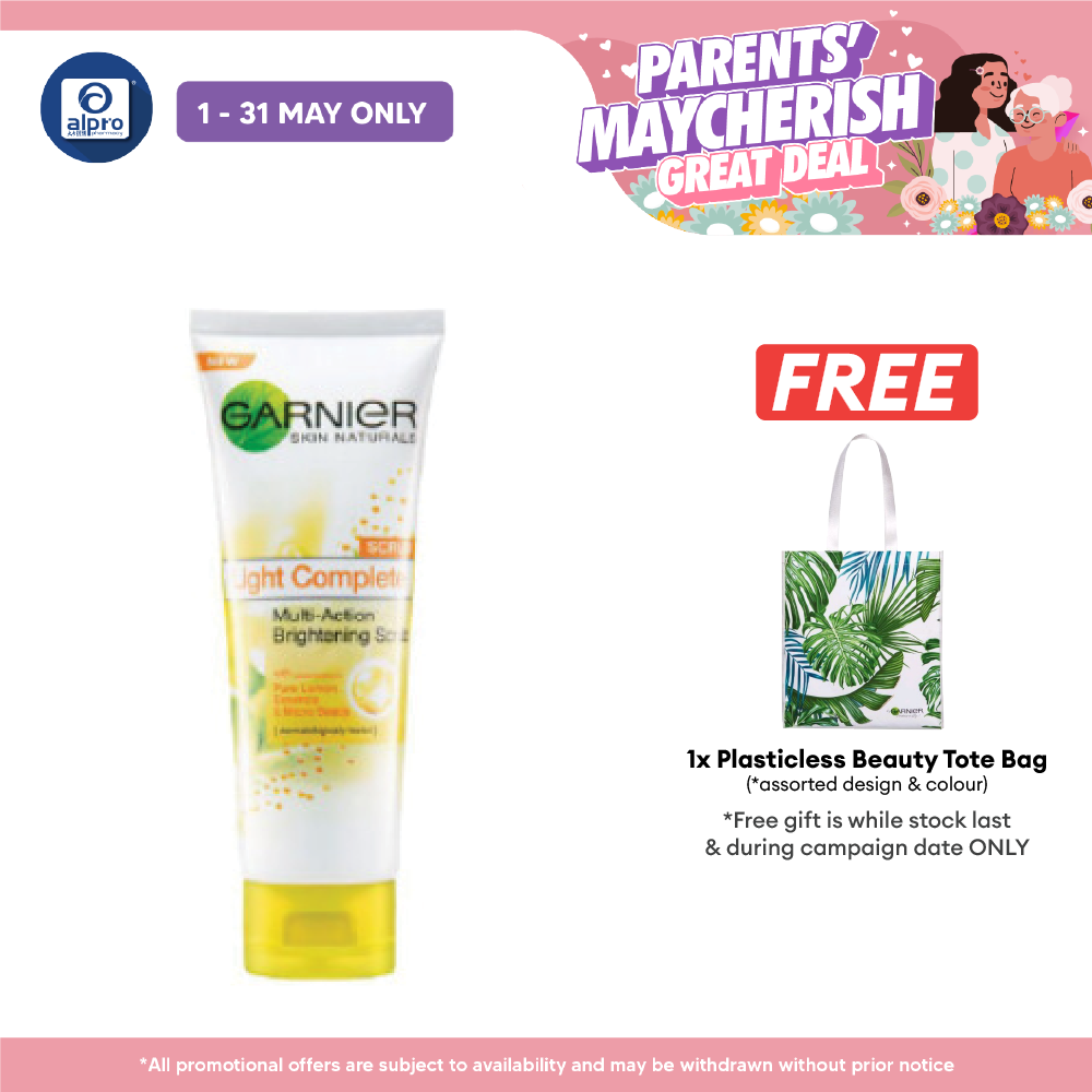 Garnier Light Brightening Scrub Wash 100ml | Removes Dead Skin Cells Garnier