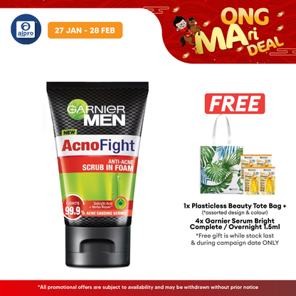 Garnier Men Acno Fight Anti Acne Scrub In Foam 100ml Alpro Pharmacy