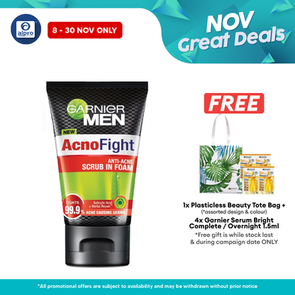 Garnier Men Acno Fight Anti Acne Scrub In Foam 100ml Alpro Pharmacy