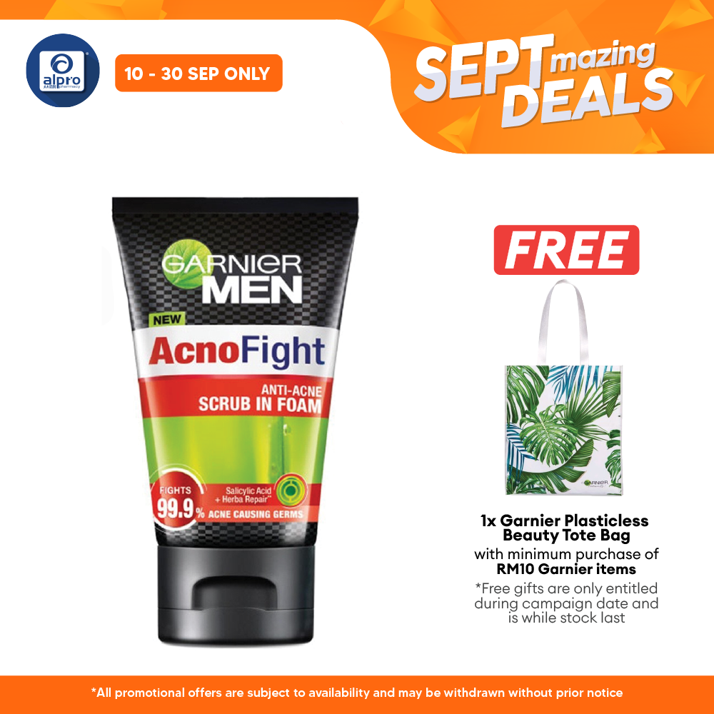 Garnier Men Acno Fight Anti Acne Scrub In Foam 100ml Alpro Pharmacy