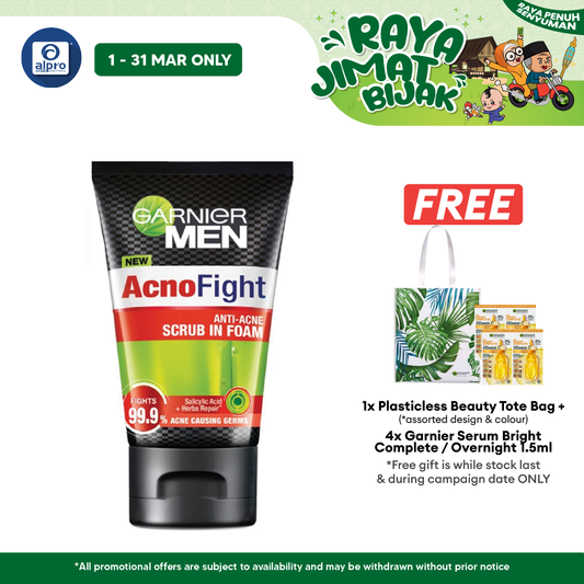 Garnier Men Acno Fight Anti Acne Scrub In Foam 100ml Alpro Pharmacy