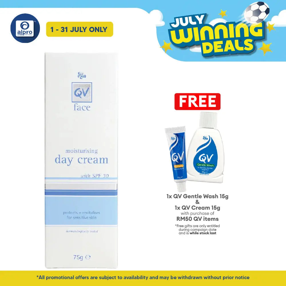 Ego QV Face Moist Day Cream With SPF30+ 75g | Protective Moisturiser QV