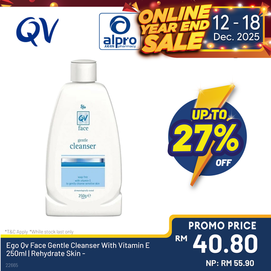 Ego QV Face Gentle Cleanser With Vitamin E 250ml | Rehydrate Skin Yolu