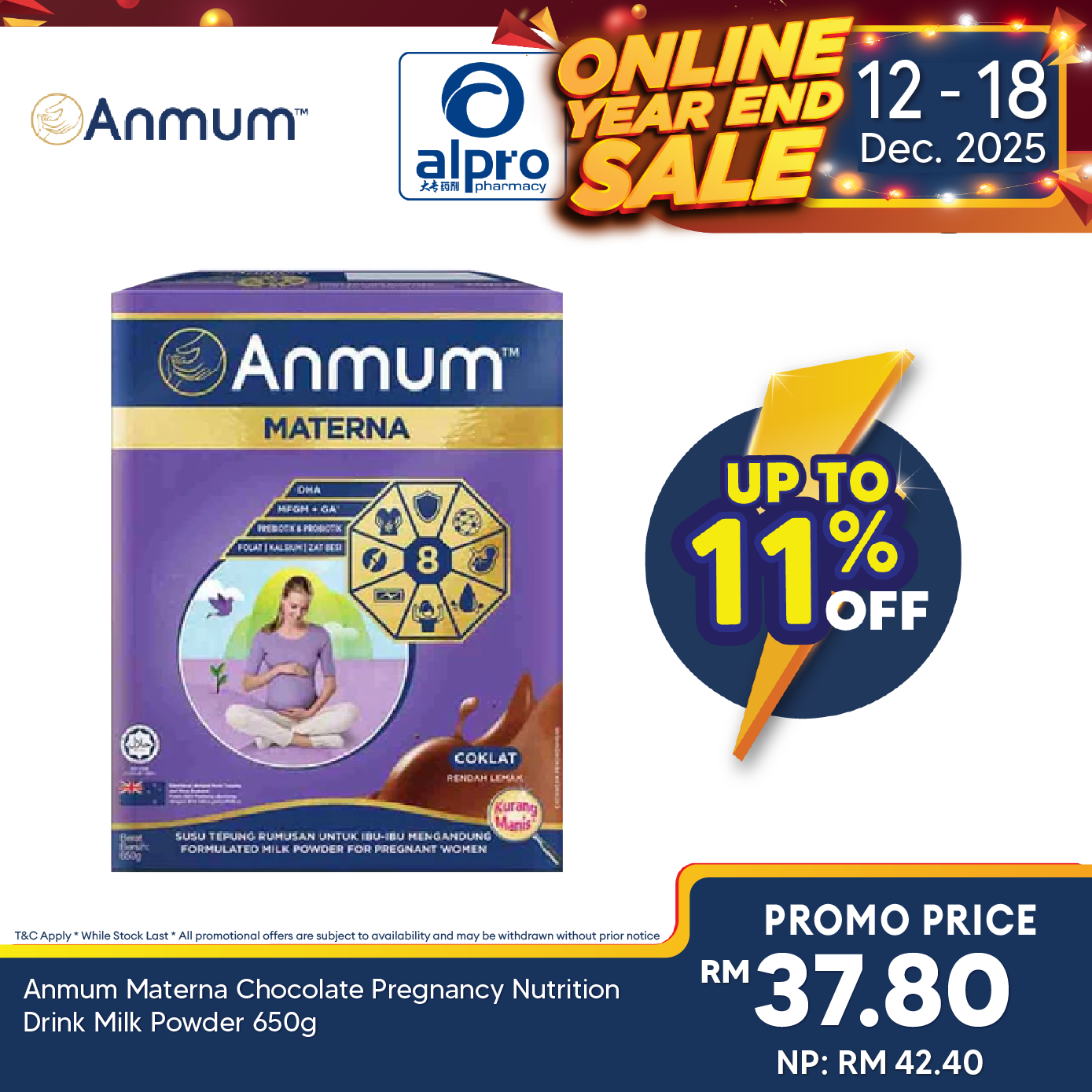 Anmum Materna Chocolate Pregnancy Nutrition Drink Milk Powder 650g Alpro Pharmacy