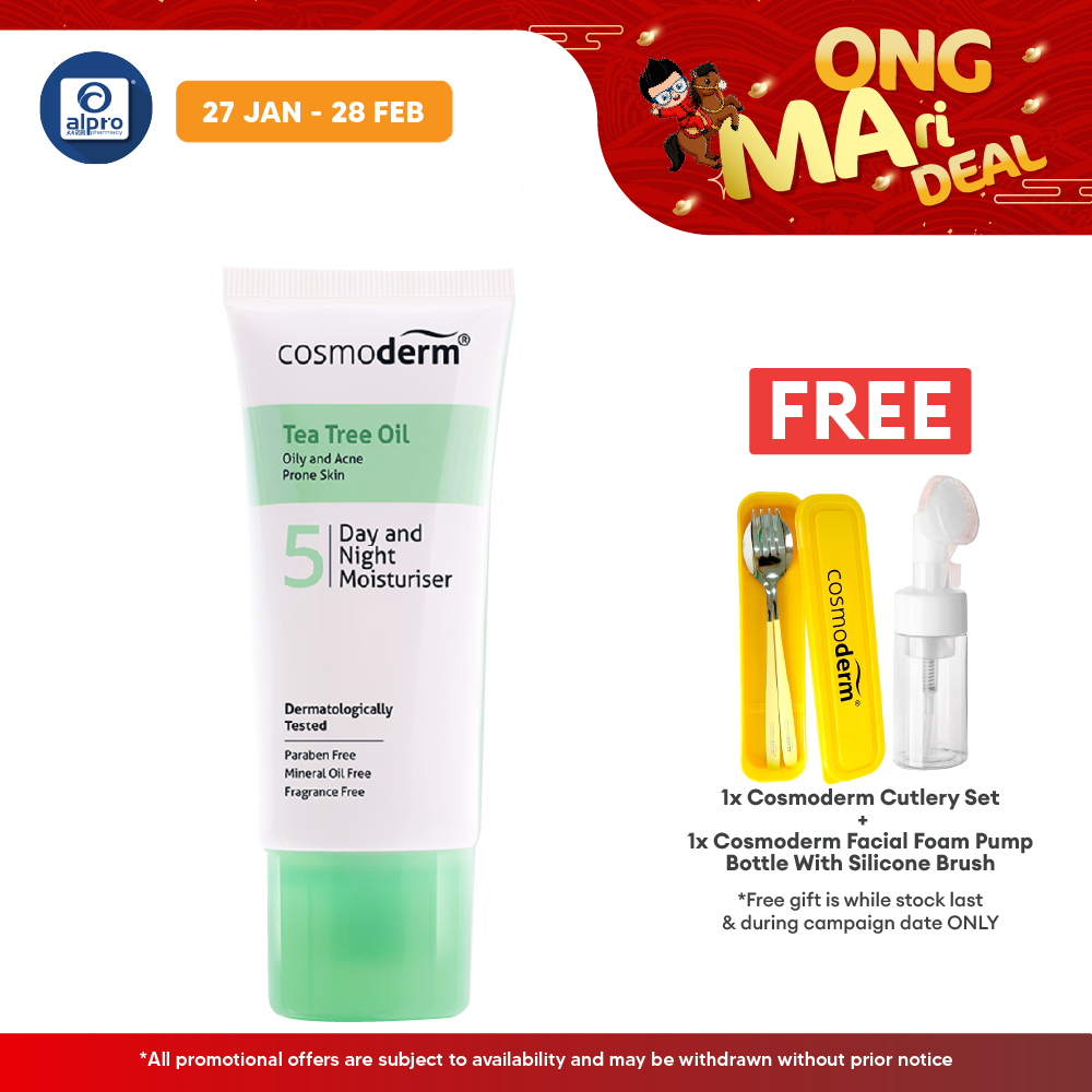 Cosmoderm Tea Tree Oil Day & Night Moisturiser SPF 15 PA+++ 50ml Alpro Pharmacy