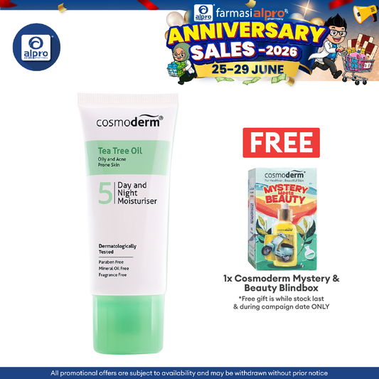 Cosmoderm Tea Tree Oil Day & Night Moisturiser SPF 15 PA+++ 50ml Alpro Pharmacy