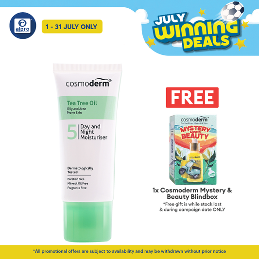 Cosmoderm Tea Tree Oil Day & Night Moisturiser SPF 15 PA+++ 50ml Alpro Pharmacy