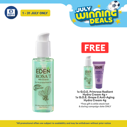 Garden Of Eden Rosa T Mild Cleanser 100ml | Helps Oil Control and Soothes Irritation Garden Of Eden