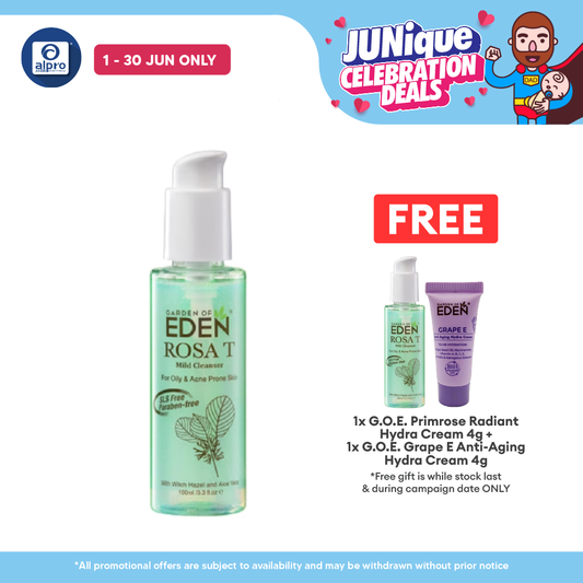Garden Of Eden Rosa T Mild Cleanser 100ml | Helps Oil Control and Soothes Irritation Garden Of Eden