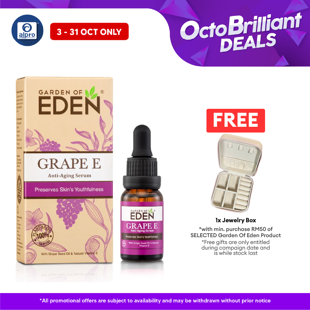 Garden of Eden Grape E Anti-Aging Serum 15ml | Reduce Wrinkles & Fine Line Alpro Pharmacy