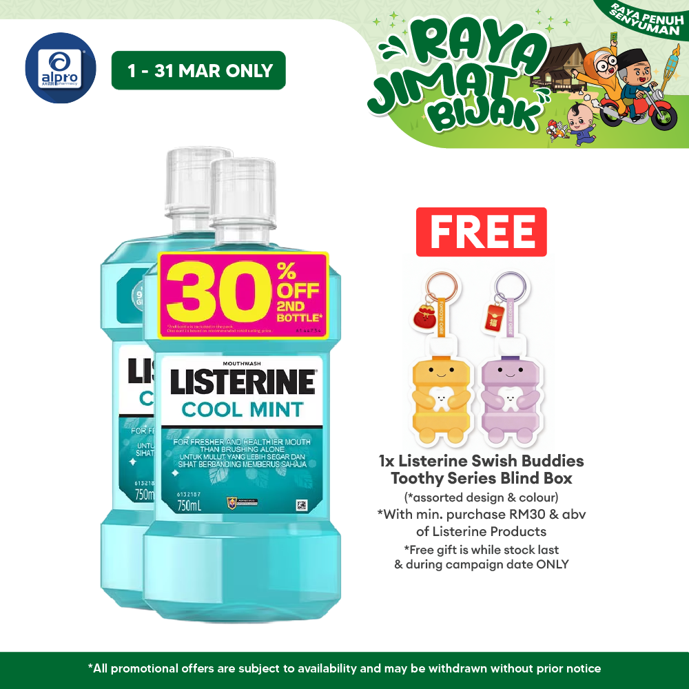Listerine Cool Mint 2x750ml | Gives Lasting Fresh Breath Listerine
