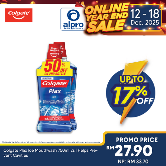 Colgate Plax Ice Mouthwash 750ml 2s | Helps Prevent Cavities Colgate