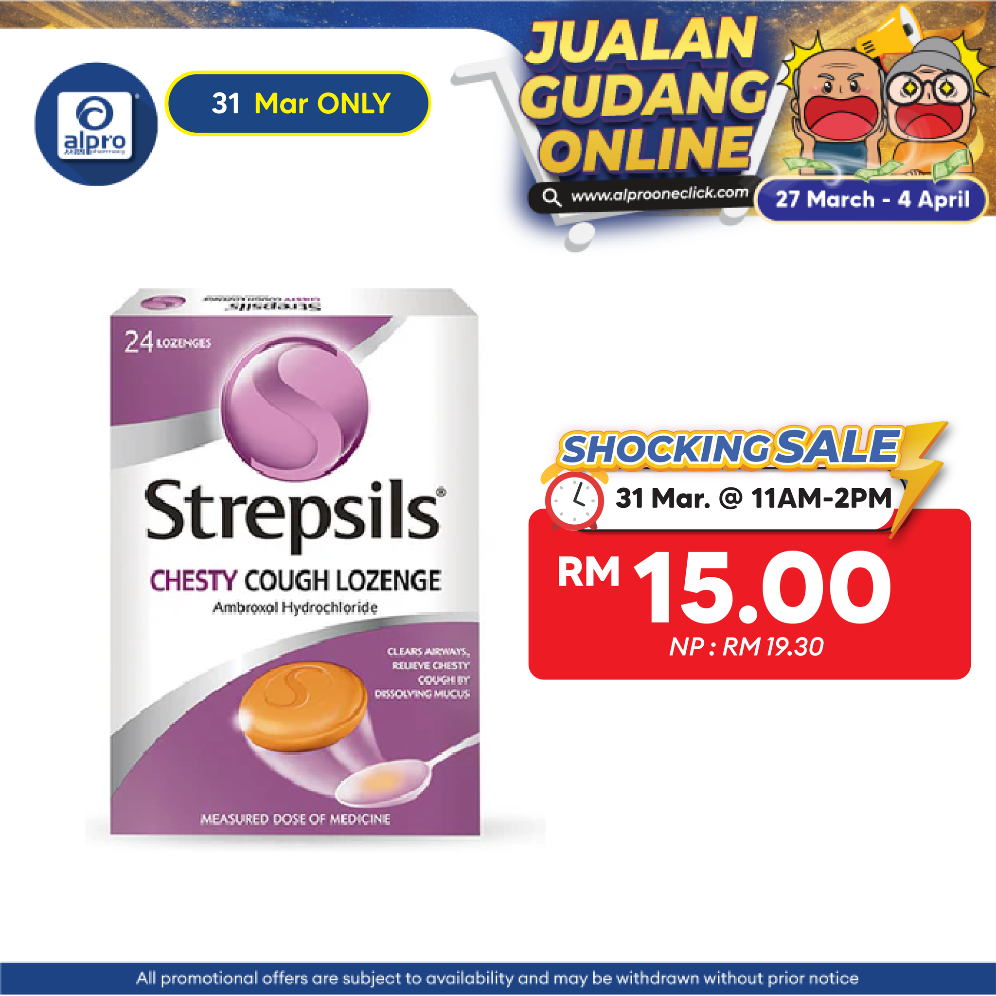 Strepsils Chesty Cough Lozenge 24s | Relief Sore Throat Strepsils