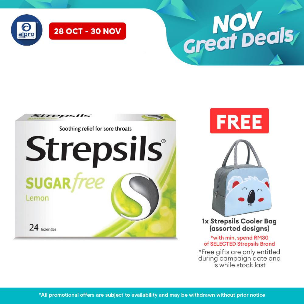 Strepsils Lemon Sugar Free 24s | Symptomatic Mouth and Throat Relief Strepsils
